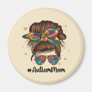 Imán Messy Bun Orgulloso Autismo Mamá