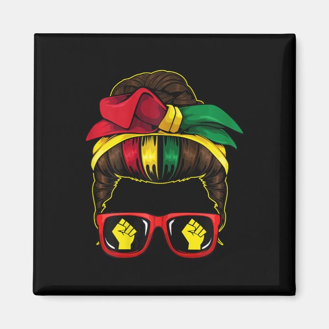 Imán Messy Bun Power Fist 19 de junio Melanin African A (Frente)