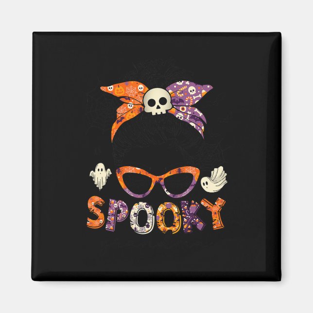 Imán Messy Bun Spooky Grandma Funny Halloween Costume W (Frente)