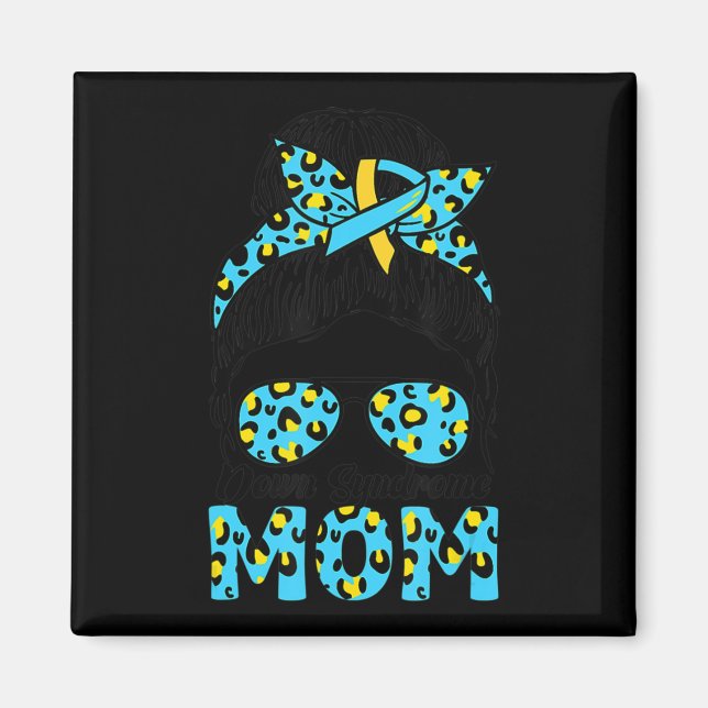 Imán Messy Bun Sunglass Leopard Down Syndrome Awareness (Frente)