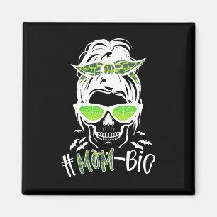 Imán Messy Bun Zombie Mom Fun Halloween Costume Skull