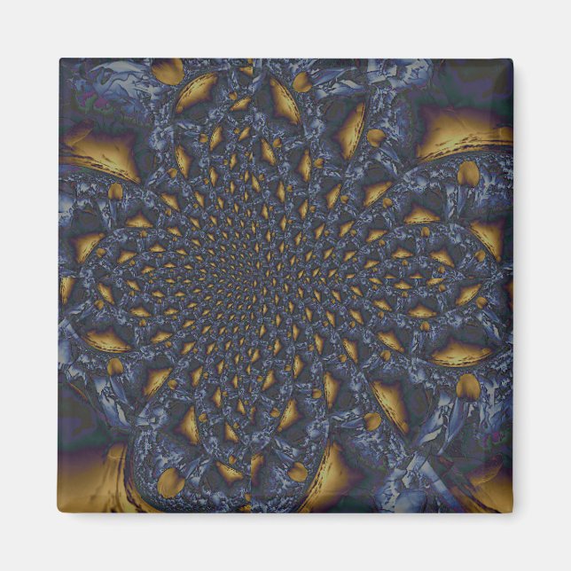 Imán Metalizado de fundición azul dorada y plateada (Frente)