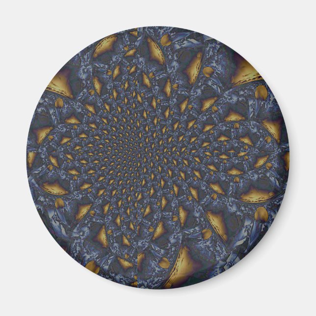 Imán Metalizado de fundición azul dorada y plateada (Frente)