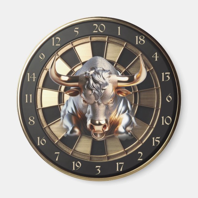 Imán Metall Dartboard mit Bulle - golden Bull (Frente)