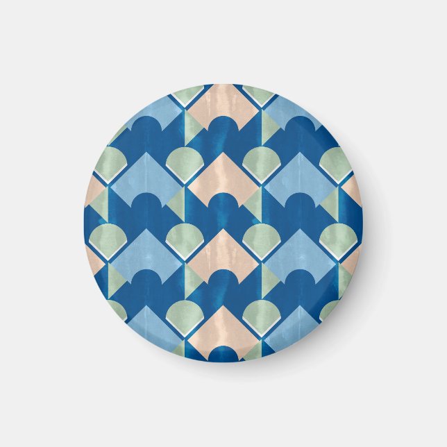 Imán Metallic blue geometric diamond shapes  (Frente)