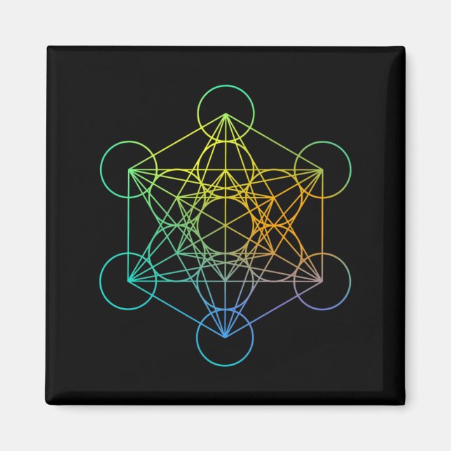 Imán Metatrons Cube Sacred Geometry Funny Family Retro  (Frente)