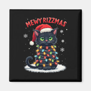 Imán Mewy Rizzmas Gracioso Santa Cat masticando Chiste 