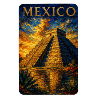 Imán Mexico: Aesthetic Sunset Chichen Itza Art Souvenir