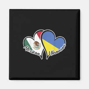 Imán México Bandera de Ucrania mitad mexicana