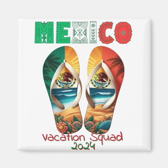 Imán México Flip Flop Vacation Tropical Getaway Design (Frente)
