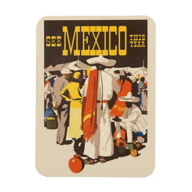 Imán México Vintage Travel Magnet (Vertical)