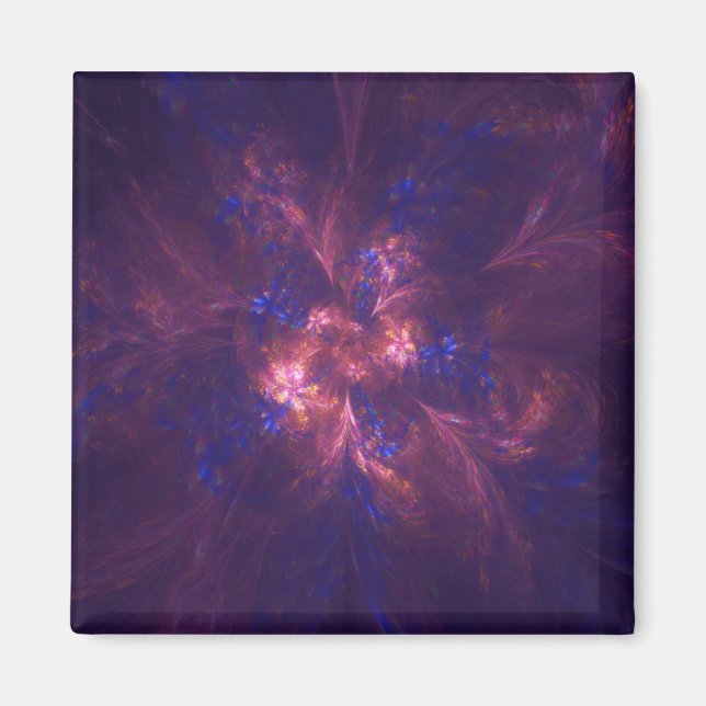 Imán Mezcla De Flores Abstractas, Luces Púrpura Y Azul (Frente)