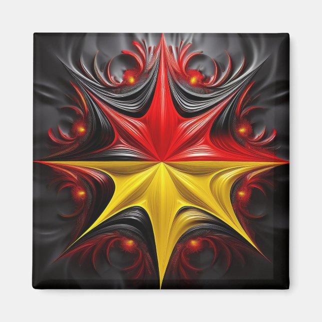 Imán Mezcla de Fractal Mandelbrot con la bandera aleman (Frente)