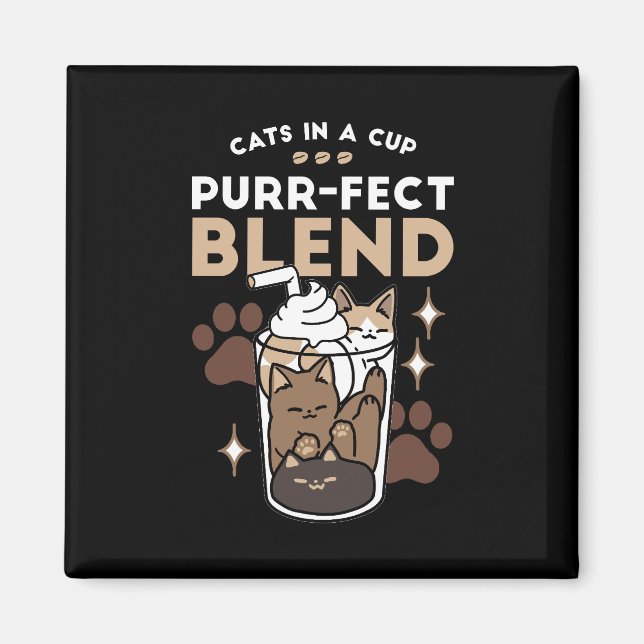 Imán Mezcla perfecta: diseño de café para gato y café (Frente)
