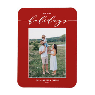 Imán Mezcla Roja Moderna Tipografía Felices Vacaciones 