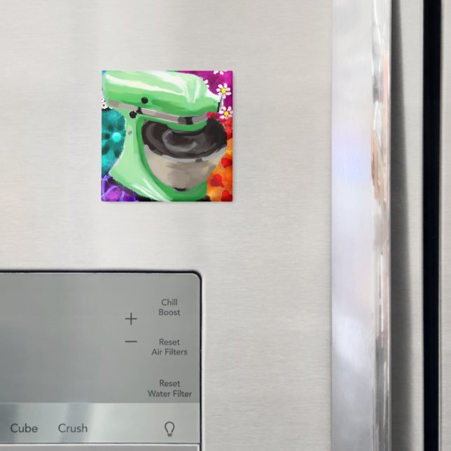 Imán Mezclador Stand Funky Resumen Arte Rosa Verde (In situ (nevera))