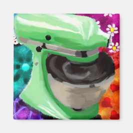 Imán Mezclador Stand Funky Resumen Arte Rosa Verde