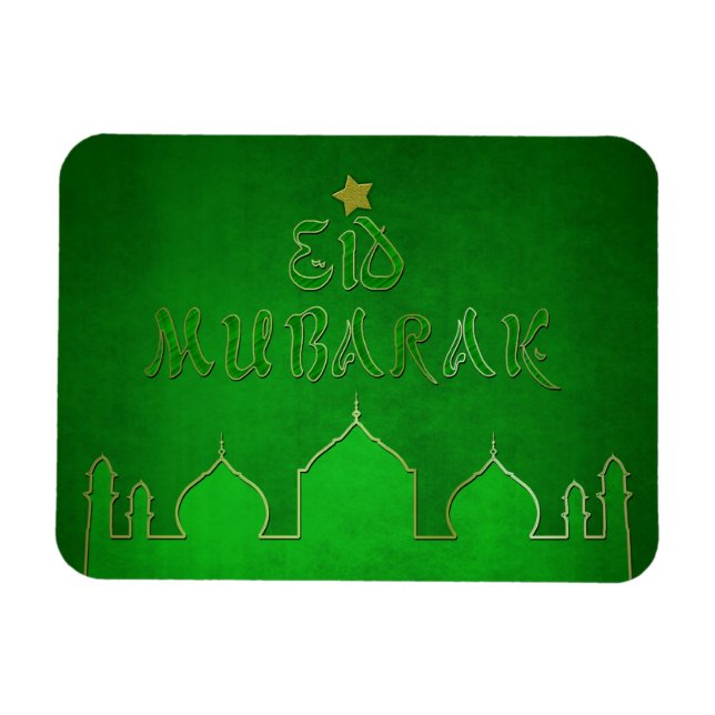 Imán Mezquita de Oro Verde de Eid Mubarak (Horizontal)