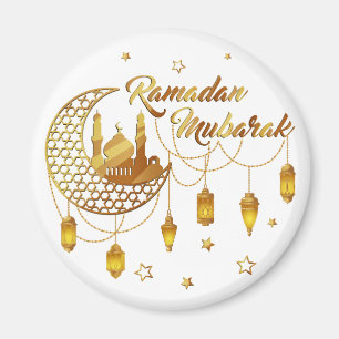 Imán Mezquita y linternas decorativas doradas Ramadan M