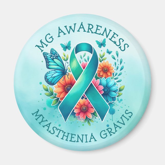 Imán MG Conciencia | Miastenia Gravis Ribbon (Frente)