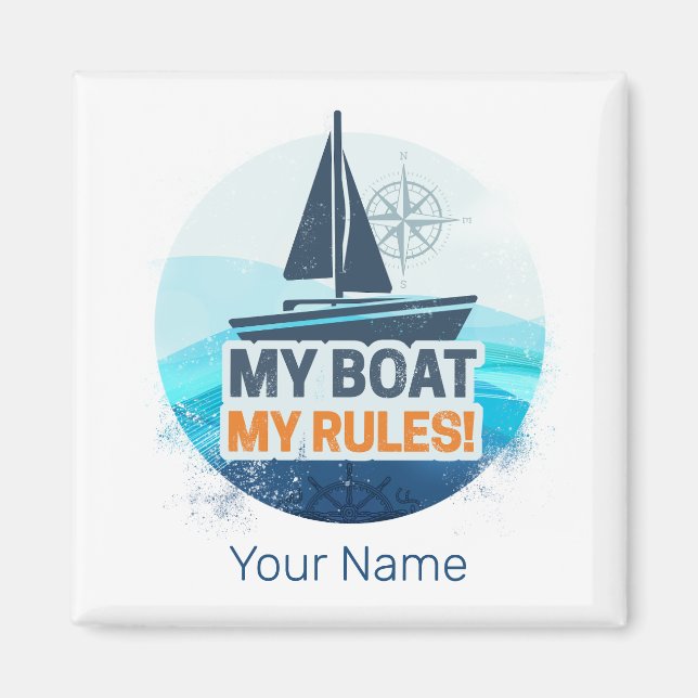 Imán Mi barco mis reglas para el capitán o la cosecha d (Frente)