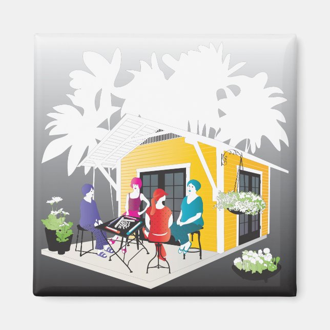 Imán Mi casa de campo Mah Jongg (Frente)