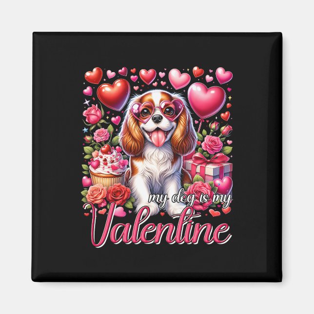 Imán Mi Cavalier King Charles Spaniel es mi San Valentí (Frente)