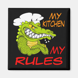 Imán Mi Cocina Mis Reglas, Chef Lagarto, Negro