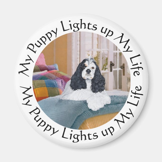 Imán Mi Cocker Spaniel ilumina mi Vida (Frente)