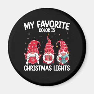Imán Mi color favorito es gnomo de luces de Navidad