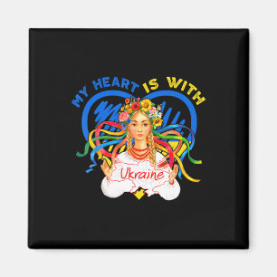 Imán Mi corazón está con Ucrania Rezar por Ucrania Muje