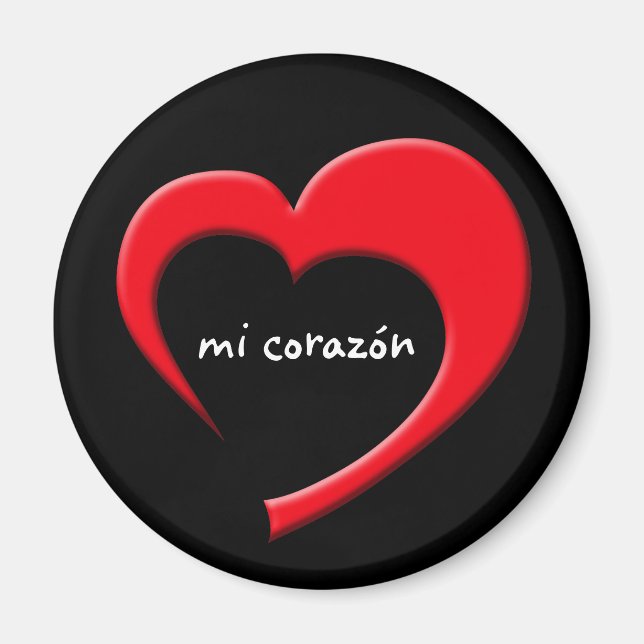 Imán Mi Corazón II Magnet (rojo sobre negro) (Frente)
