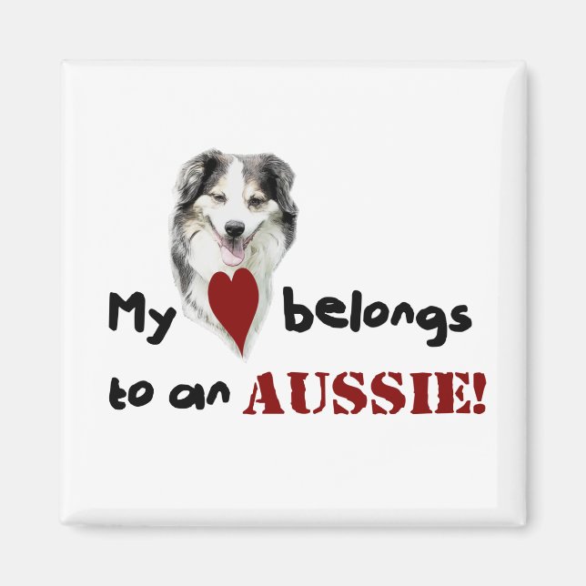 Imán ¡Mi corazón pertenece a un australiano! (Frente)