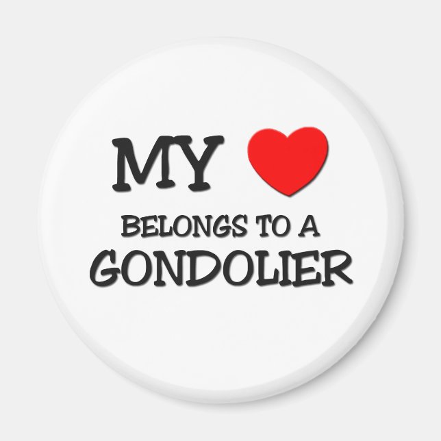 Imán Mi Corazón Pertenece A Un GONDOLIER (Frente)