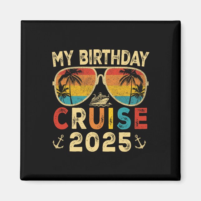 Imán Mi crucero de cumpleaños 2025 Fiesta Vaca (Frente)