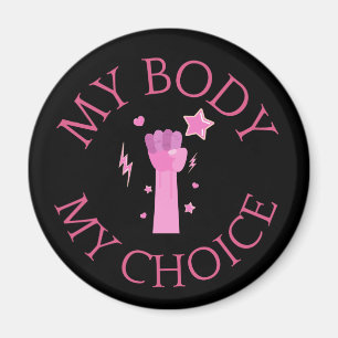 Imán Mi cuerpo mi elección Puño Rosa Feminista  