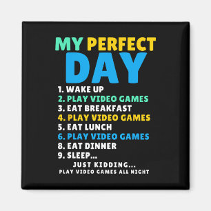 Imán Mi Día Perfecto Jugar Videojuegos Divertido Gamer