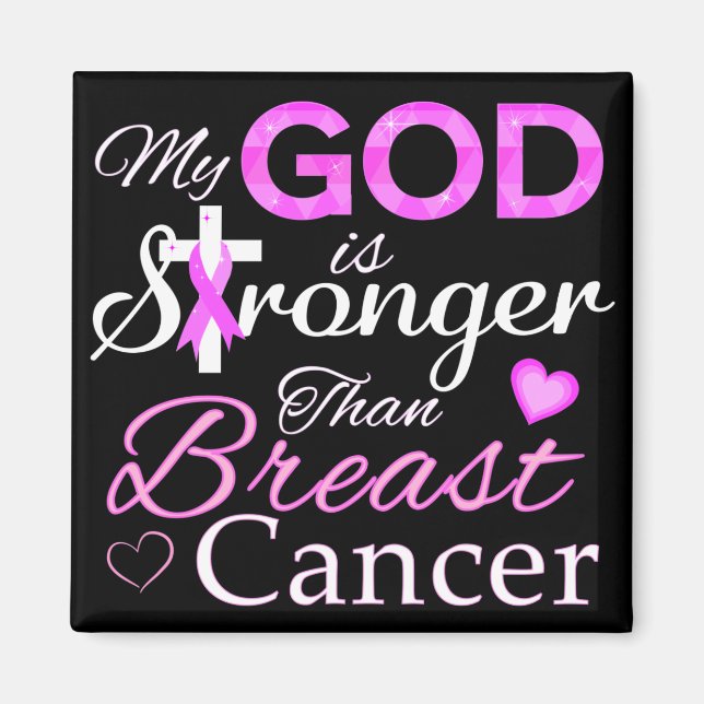 Imán Mi DIOS es más fuerte que el cáncer de mama (Frente)