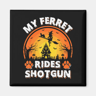 Imán Mi Ferret Ride Witch Shotgun Fun Ferret Halloween