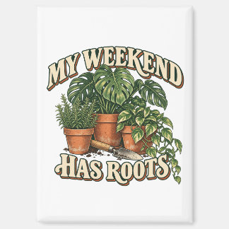 Imán Mi Fin de Semana Tiene Raíces Plantas Retro