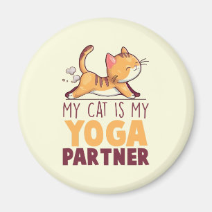 Imán Mi Gato Es Mi Socio De Yoga - Estirando Gato