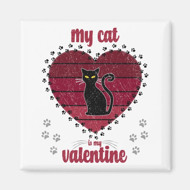 Imán Mi Gato Es Mi Valentín | Regalo de valentía (Frente)