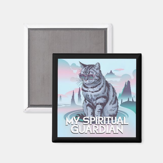 Imán Mi gato guardián espiritual (Anverso/Reverso)