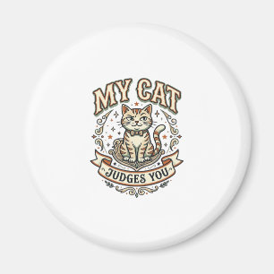 Imán Mi Gato Te Juzga Sarcasmo Gato Actitud Vintage Vec