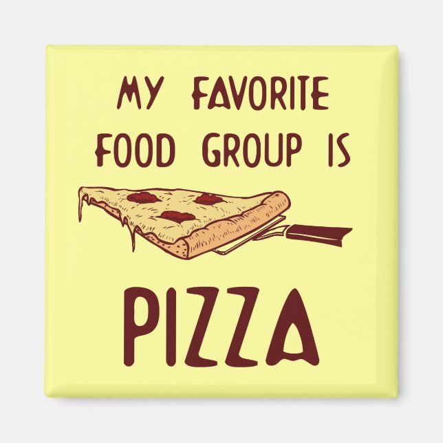 Imán Mi grupo favorito de comida es la pizza (Frente)
