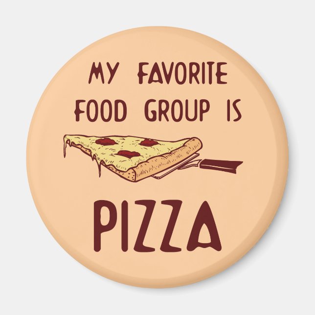 Imán Mi grupo favorito de comida es la pizza (Frente)