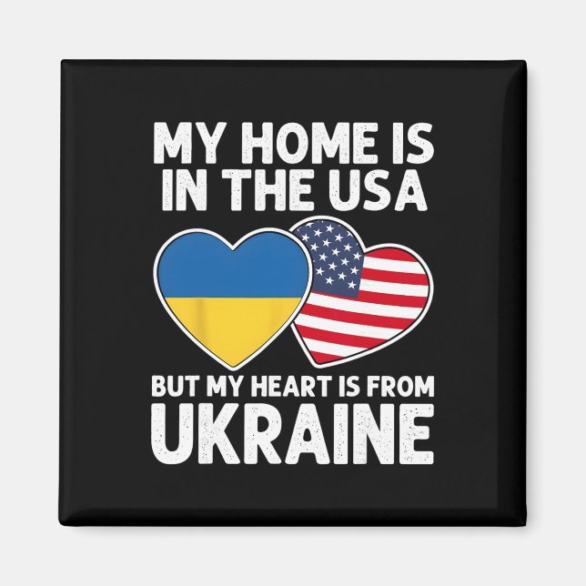 Imán Mi Hogar EEUU Mi Corazón Ucrania Orgullo Americano (Frente)