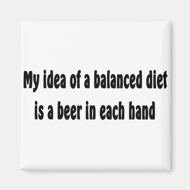 Imán Mi idea de una dieta equilibrada es una cerveza en (Frente)