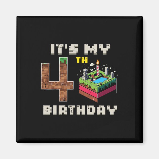 Imán Mi juego de píxeles de cumpleaños número 5 para vi (Frente)