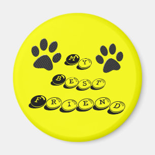 Imán Mi mejor amigo Perro Patas de lunares en amarillo